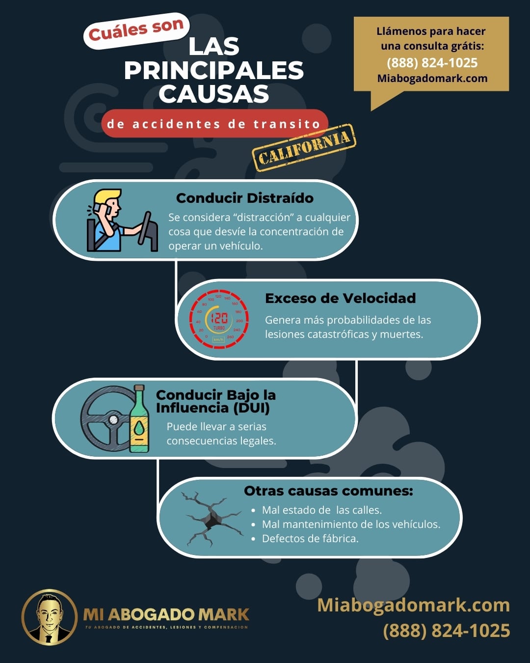 cuales son las principales causas de accidentes de transito​